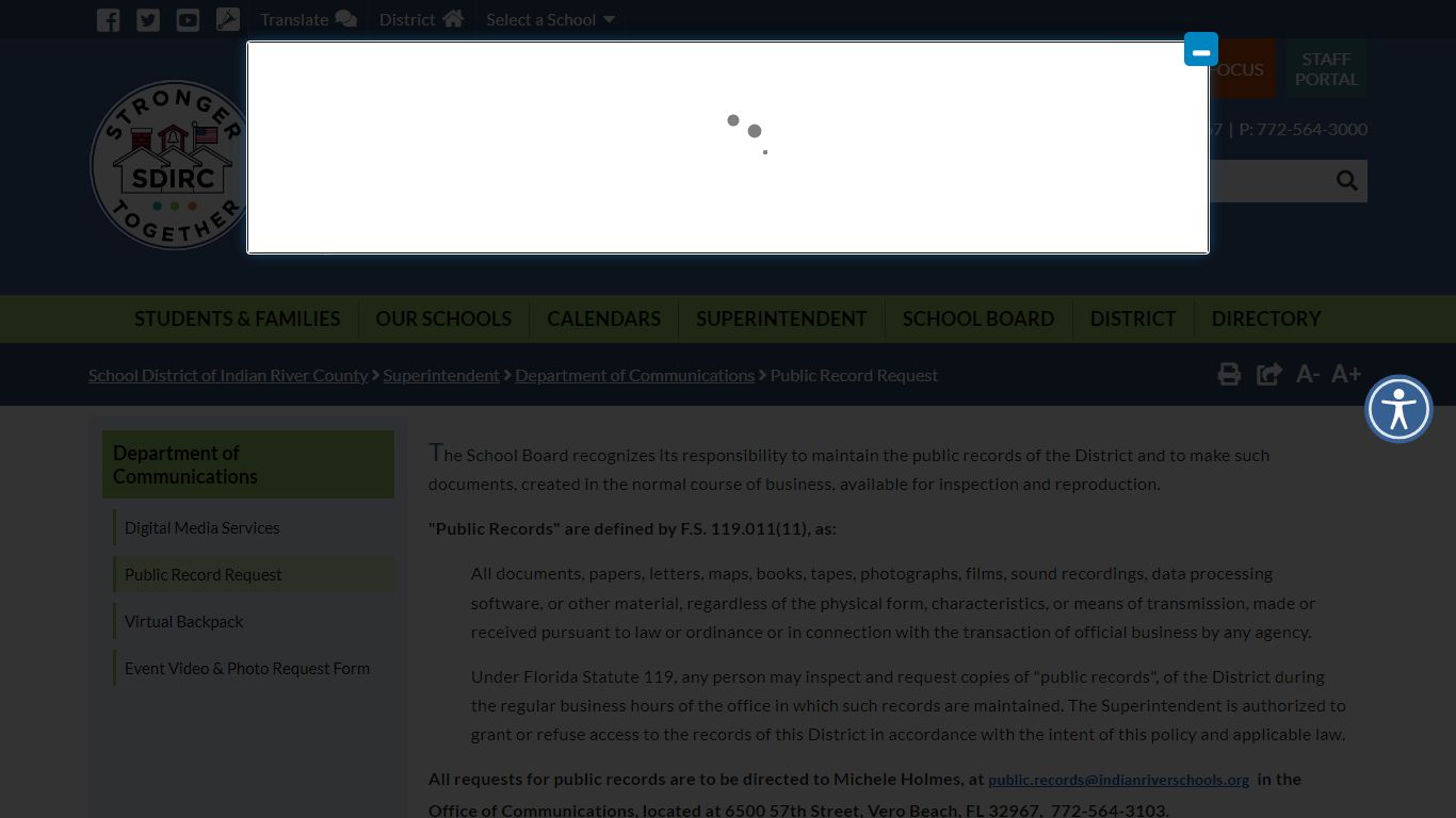Public Record Request - School District of Indian River County